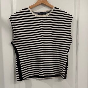 Tommy Hilfiger Black and White Striped Muscle Tee